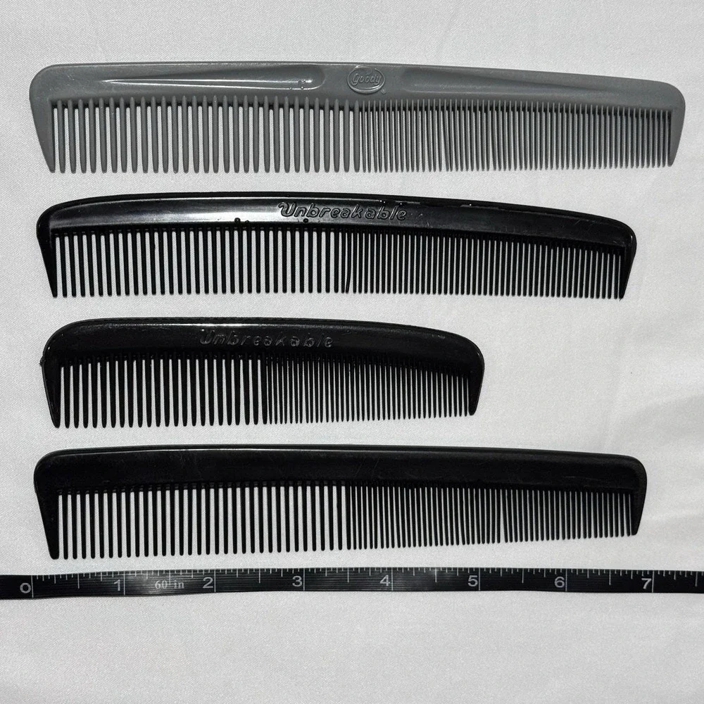 VINTAGE Comb Lot UNBREAKABLE, Goody & Misc Lot of 4 Men's Hair Combs